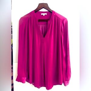 Maison D’Amelie Paris Fuchsia Satin Long-sleeve Blouse